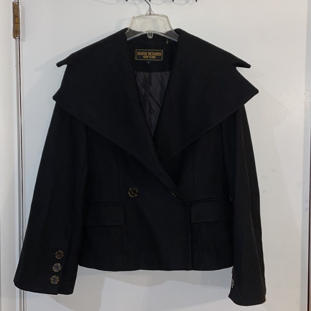Marvin Richards Pea Coat Black Women’s Small worn a couple times great condition - Picture 3 of 8